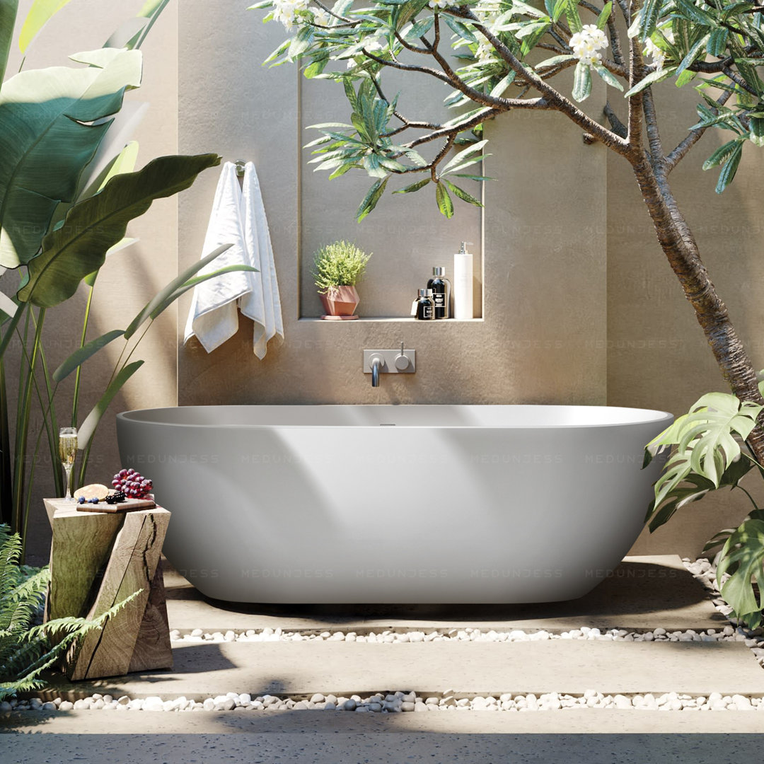 Forma 69" Freestanding Soaking Bathtub Solid Surface Stone Resin Soaking Tubs